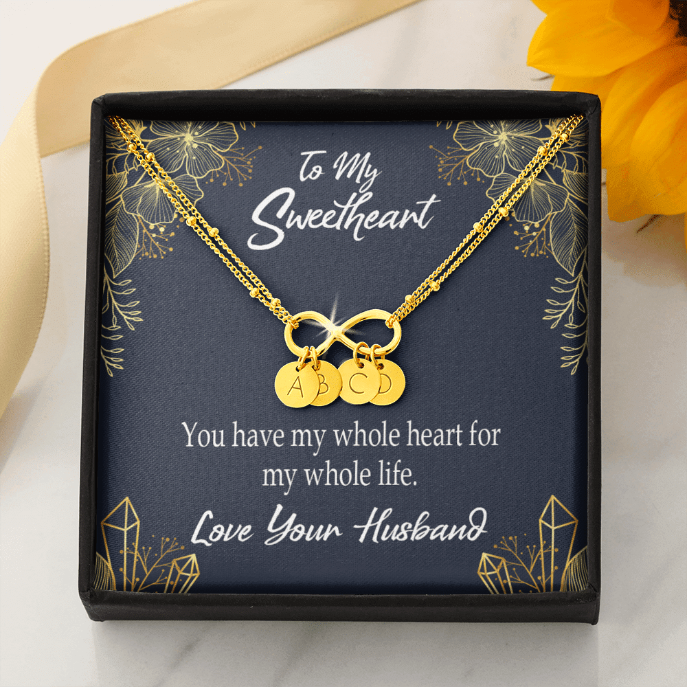 To My Wife My Heart Is Yours Infinity Bracelet With Initial Charms - Infinity Bracelet