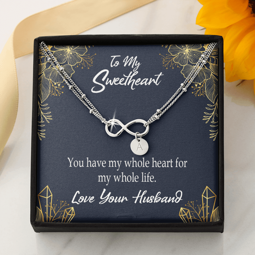 To My Wife My Heart Is Yours Infinity Bracelet With Initial Charms - Infinity Bracelet
