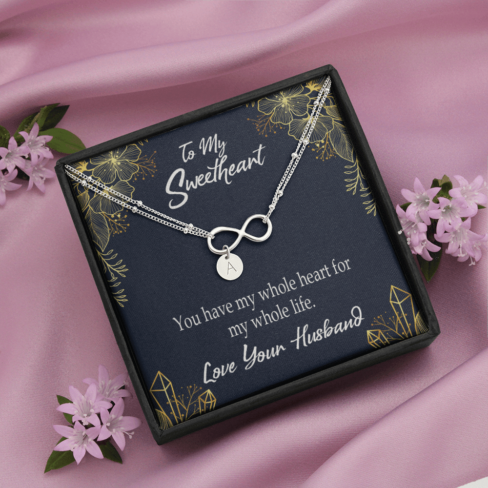 To My Wife My Heart Is Yours Infinity Bracelet With Initial Charms - Infinity Bracelet