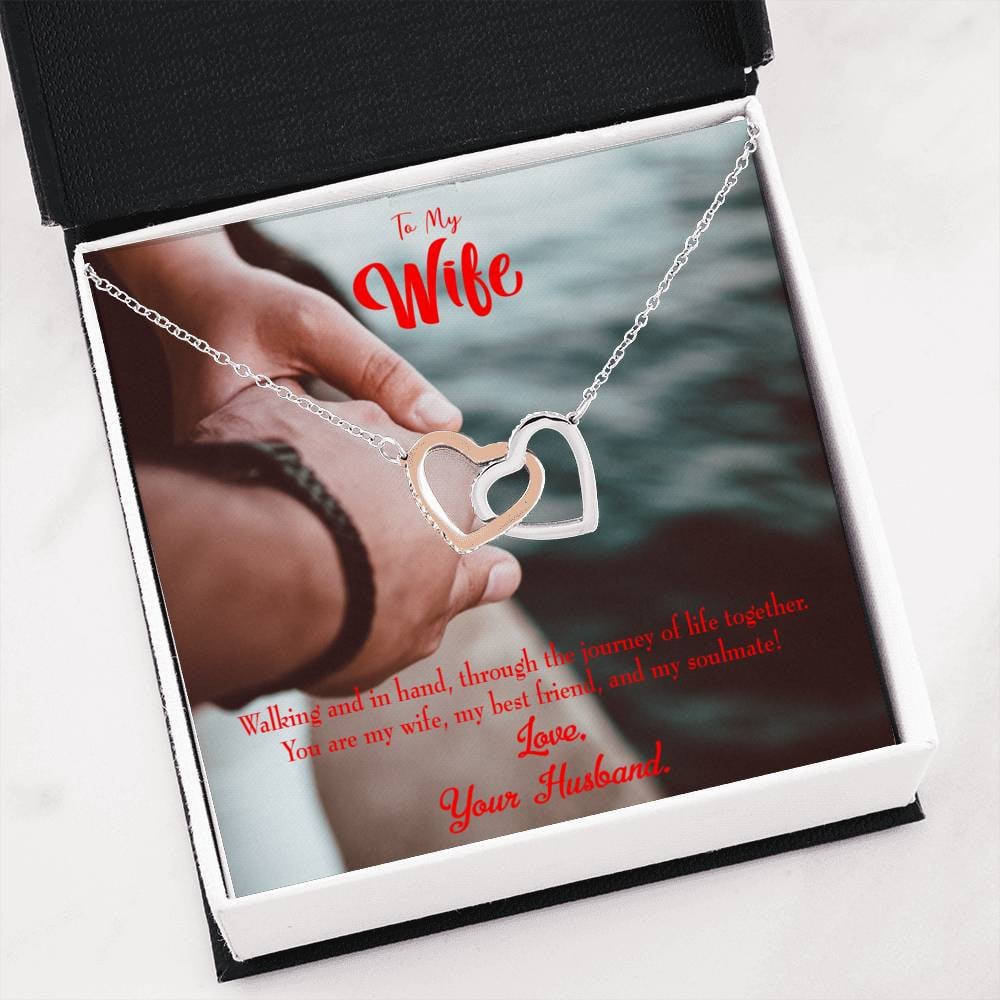 Wife Gift For Wife Birthday To My Soulmate Inseparable Love Pendant 18k Rose Gold Finish 16� - Interlocking Hearts Necklace