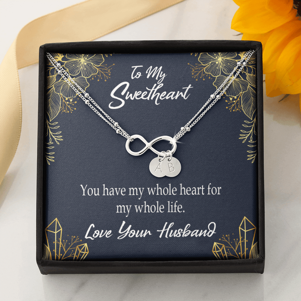 To My Wife My Heart Is Yours Infinity Bracelet With Initial Charms - Infinity Bracelet