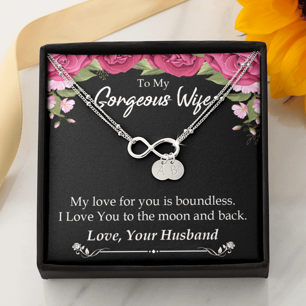 To My Wife My Love For You Is Boundless Infinity Bracelet With Initial Charms - Infinity Bracelet