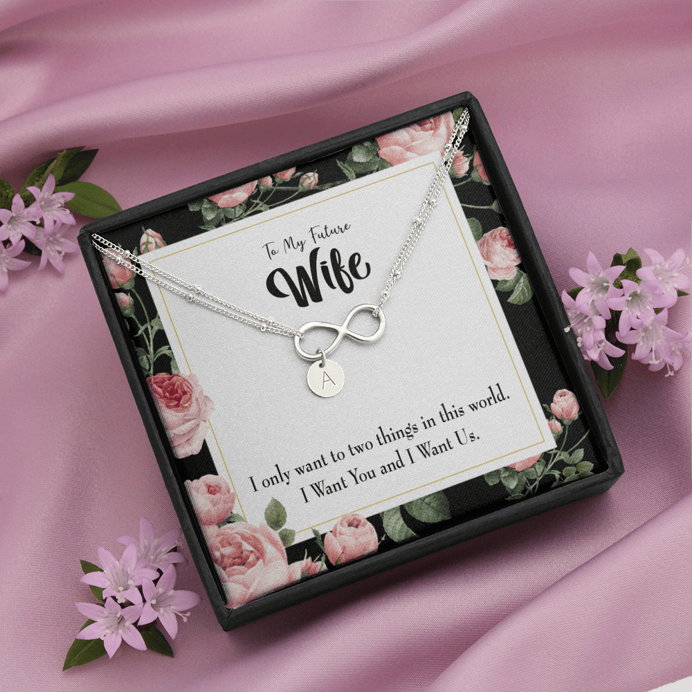 To My Wife I Want Us Infinity Bracelet With Initial Charms - Infinity Bracelet