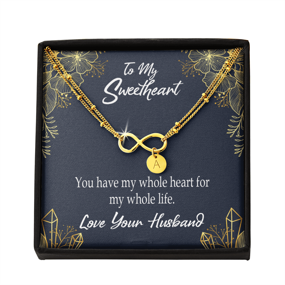 To My Wife My Heart Is Yours Infinity Bracelet With Initial Charms - Infinity Bracelet