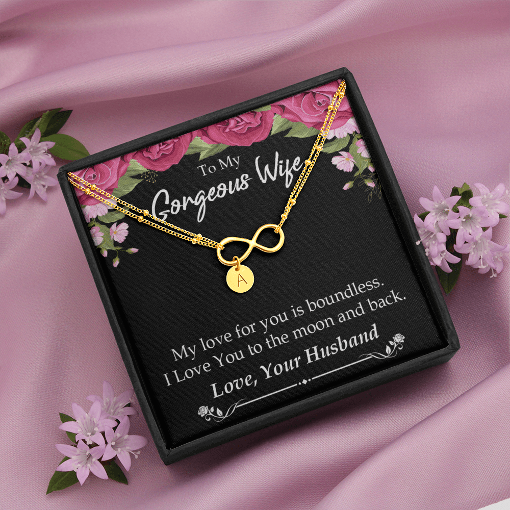To My Wife My Love For You Is Boundless Infinity Bracelet With Initial Charms - Infinity Bracelet