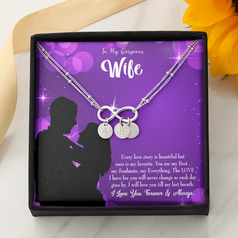 To My Wife Favorite Story Infinity Bracelet With Initial Charms - Infinity Bracelet