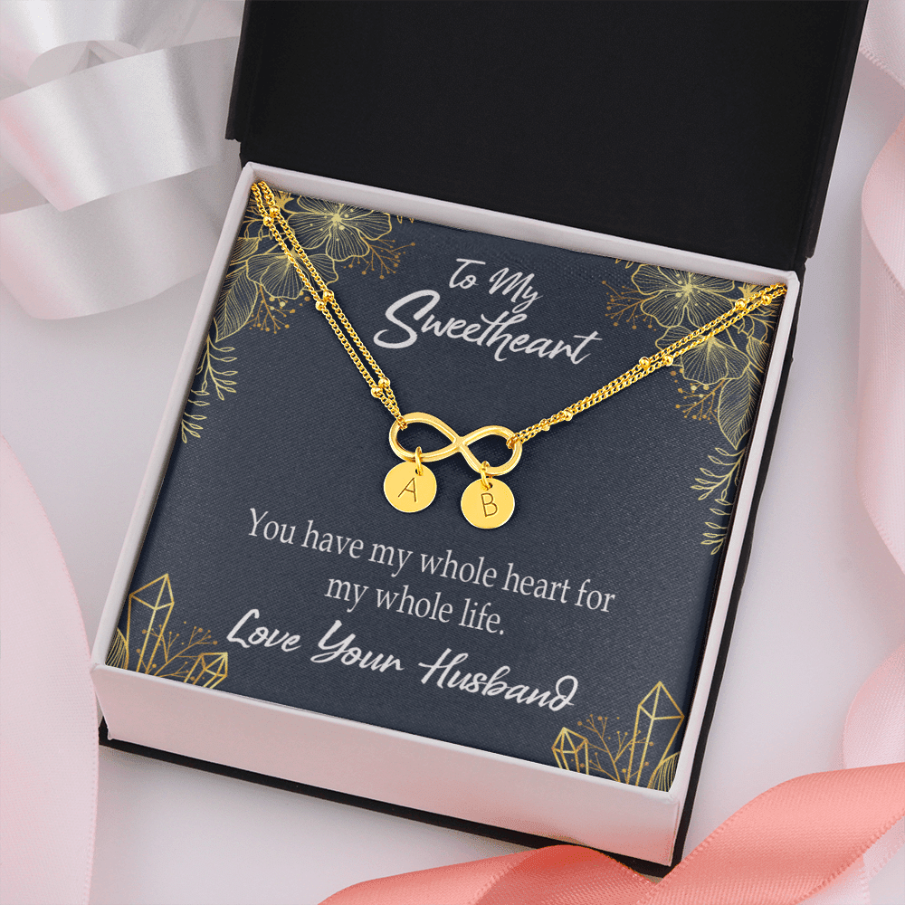 To My Wife My Heart Is Yours Infinity Bracelet With Initial Charms - Infinity Bracelet
