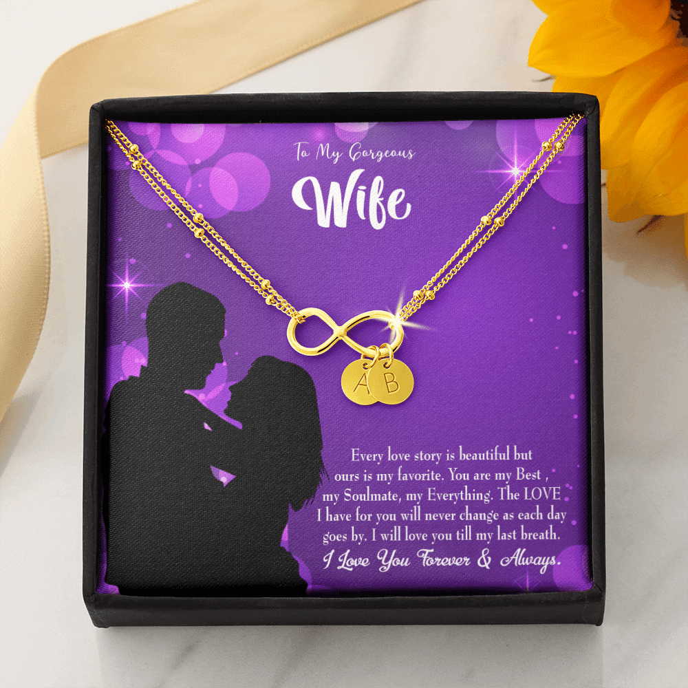 To My Wife Favorite Story Infinity Bracelet With Initial Charms - Infinity Bracelet
