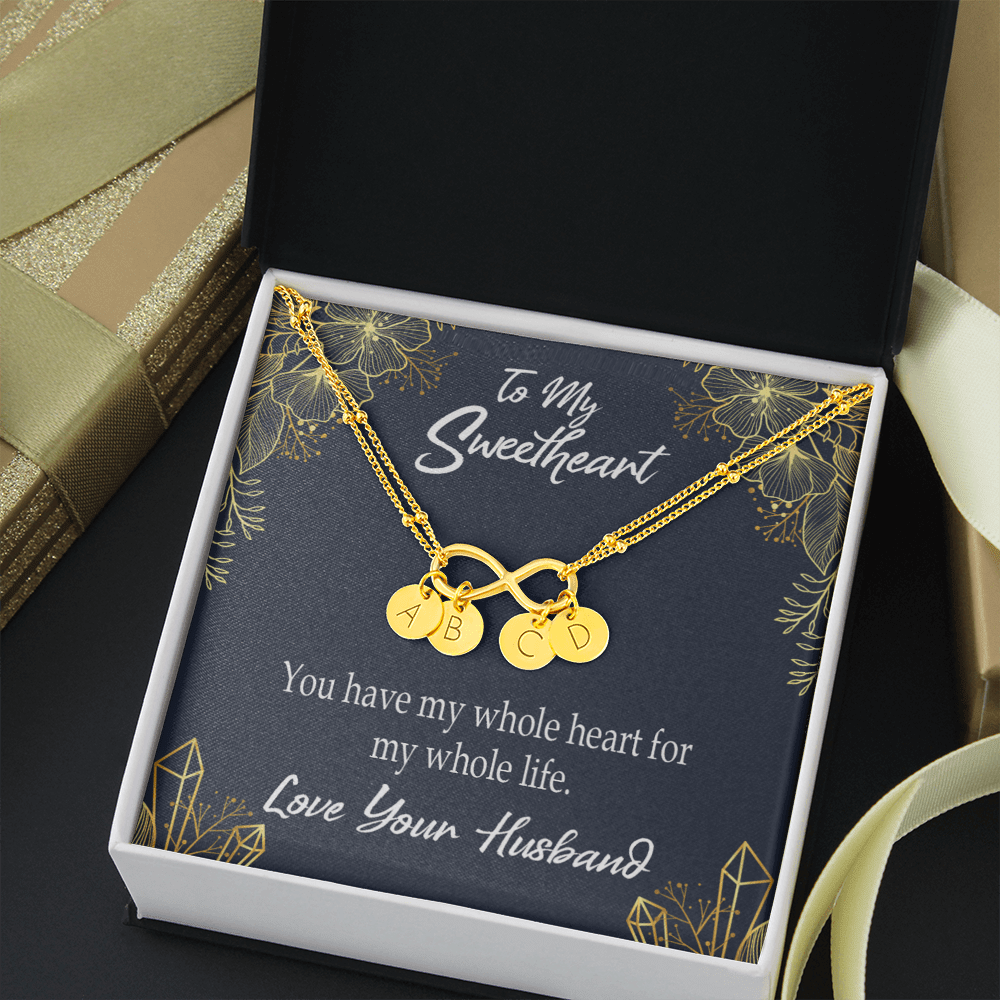 To My Wife My Heart Is Yours Infinity Bracelet With Initial Charms - Infinity Bracelet
