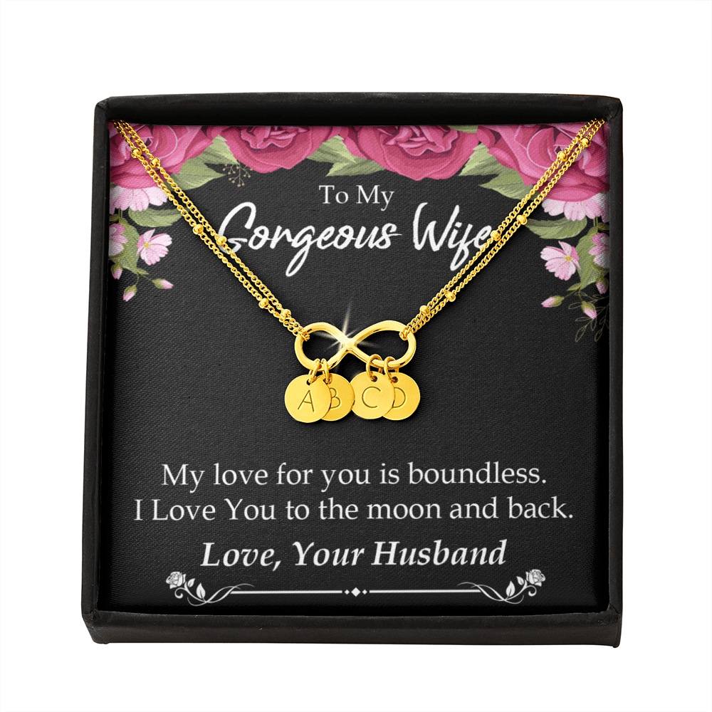 To My Wife My Love For You Is Boundless Infinity Bracelet With Initial Charms - Infinity Bracelet