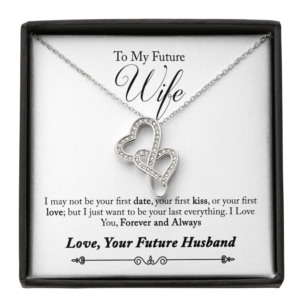 To My Wife Forever And Always Double Hearts Necklace Message Card - Double Hearts Necklace