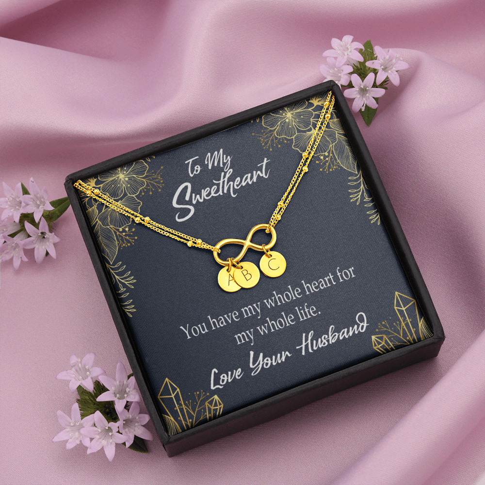 To My Wife My Heart Is Yours Infinity Bracelet With Initial Charms - Infinity Bracelet