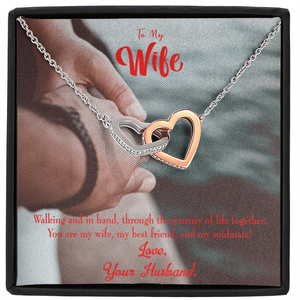 Wife Gift For Wife Birthday To My Soulmate Inseparable Love Pendant 18k Rose Gold Finish 16� - Interlocking Hearts Necklace