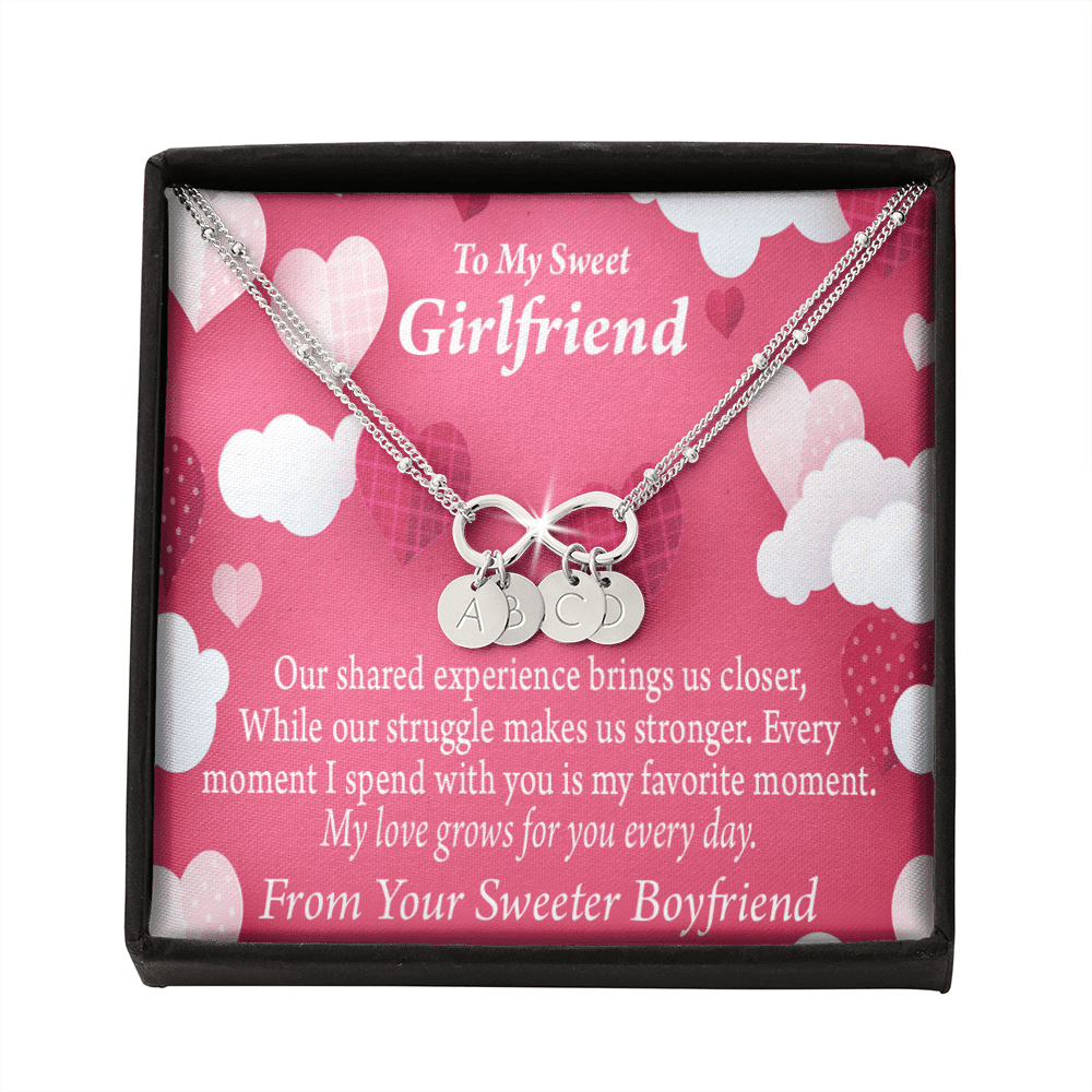 Every Moment Spent With You Girlfriend Card Infinity Bracelet With Initial Charms - Infinity Bracelet