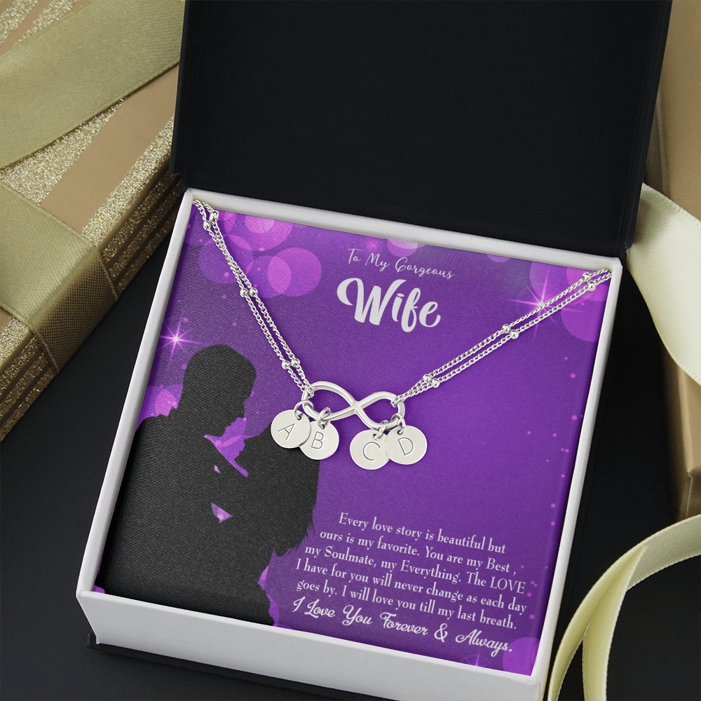 To My Wife Favorite Story Infinity Bracelet With Initial Charms - Infinity Bracelet