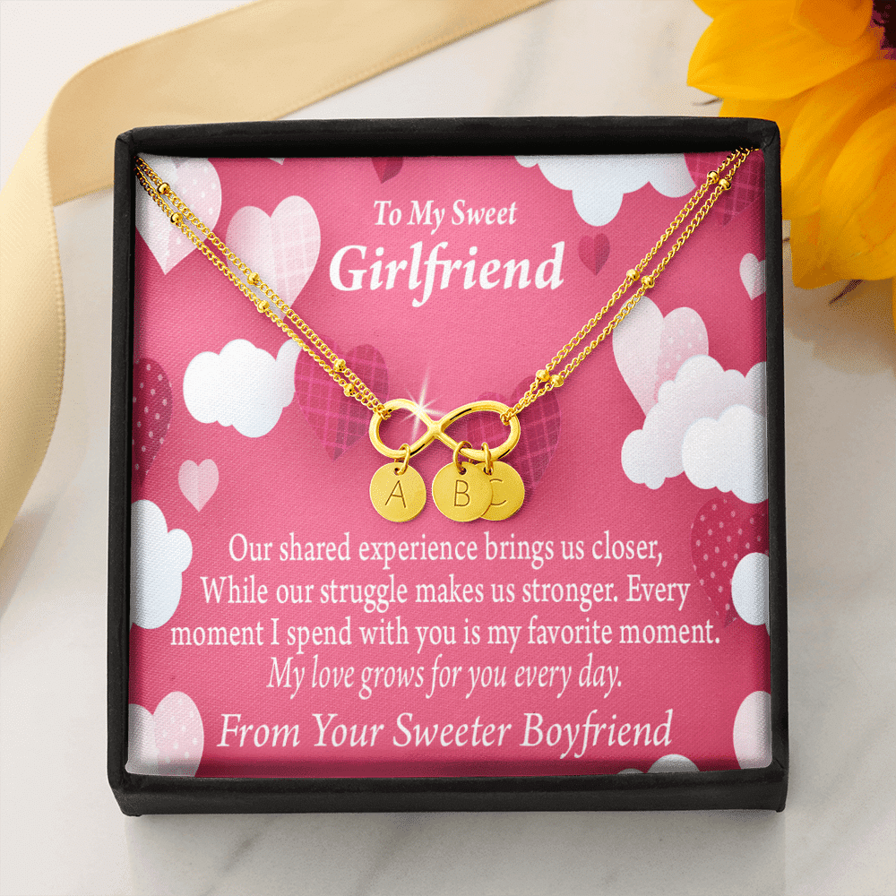 Every Moment Spent With You Girlfriend Card Infinity Bracelet With Initial Charms - Infinity Bracelet