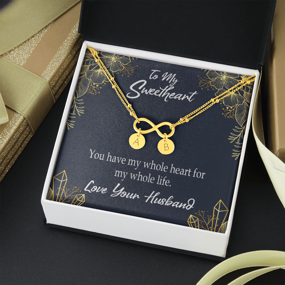 To My Wife My Heart Is Yours Infinity Bracelet With Initial Charms - Infinity Bracelet