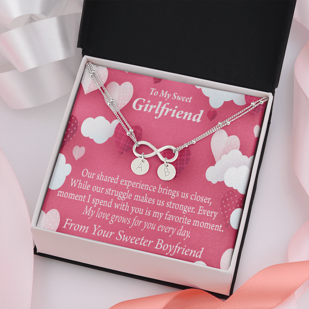 Every Moment Spent With You Girlfriend Card Infinity Bracelet With Initial Charms - Infinity Bracelet
