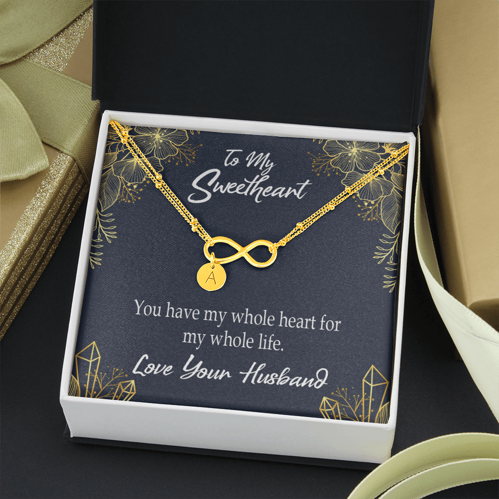 To My Wife My Heart Is Yours Infinity Bracelet With Initial Charms - Infinity Bracelet