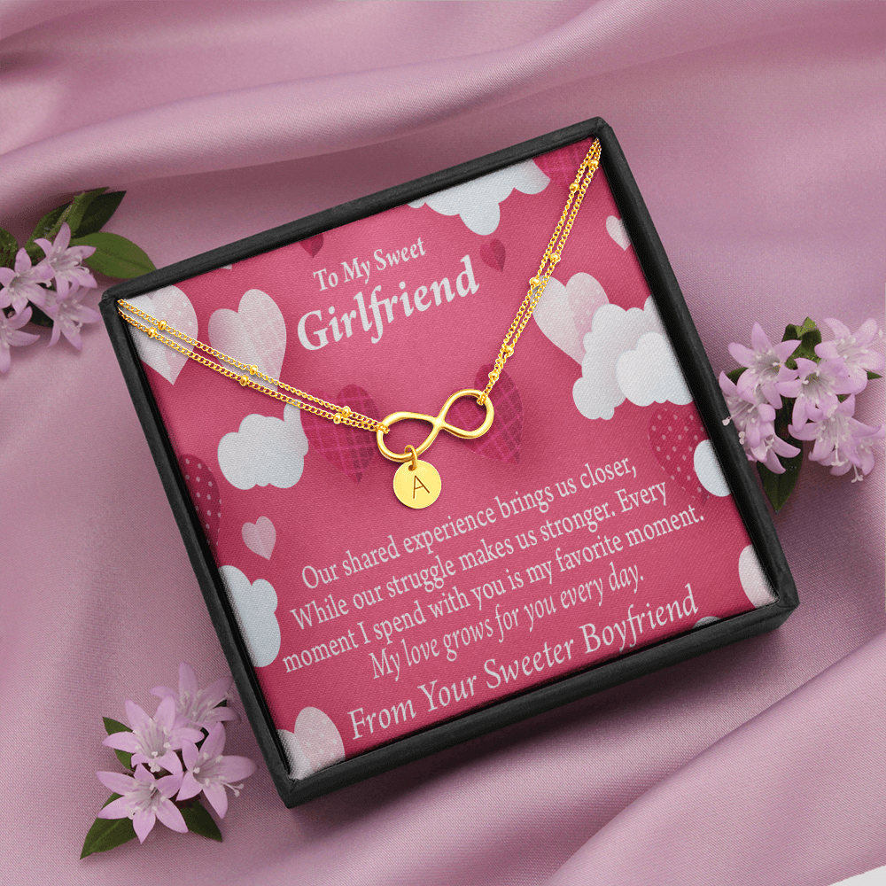 Every Moment Spent With You Girlfriend Card Infinity Bracelet With Initial Charms - Infinity Bracelet