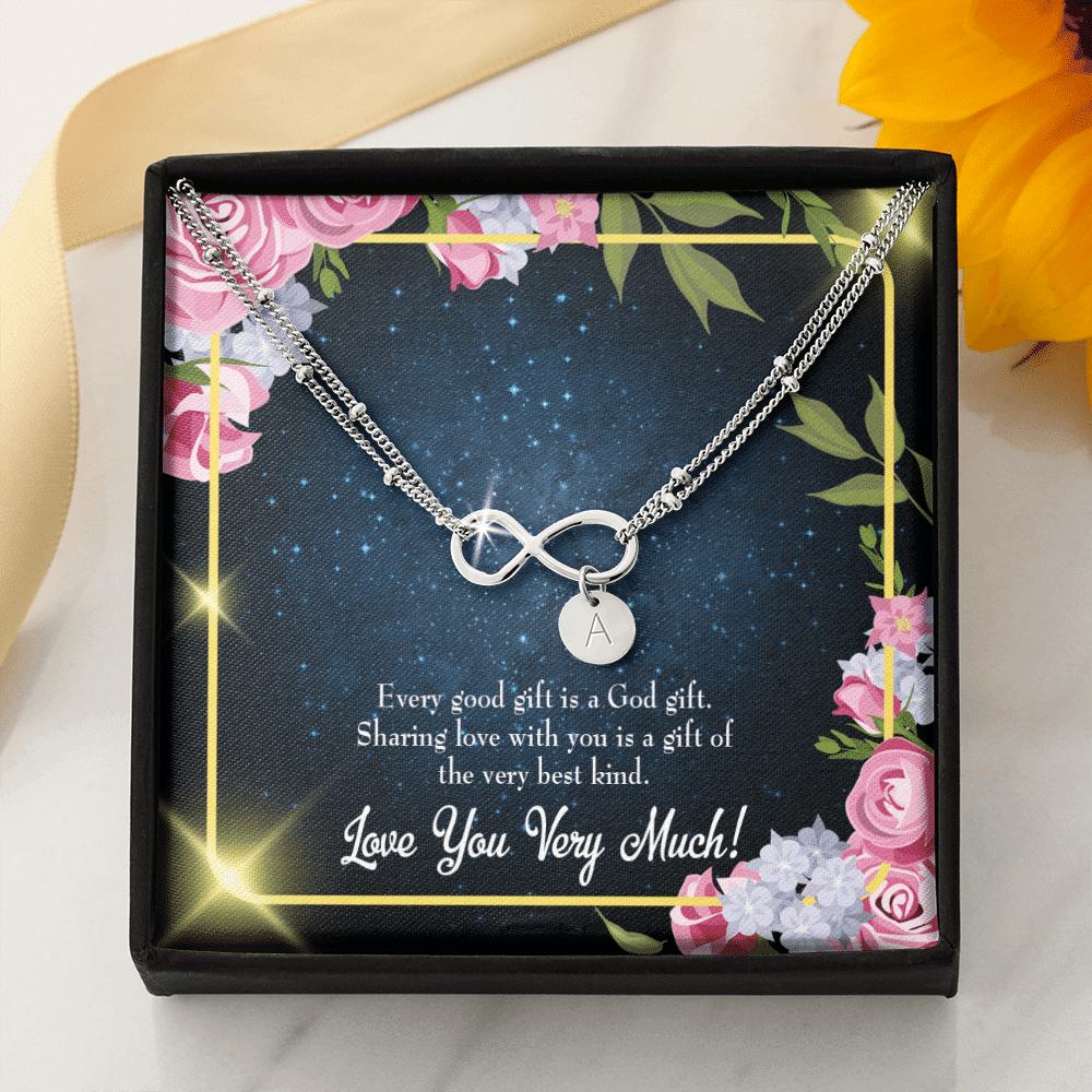 To My Wife Every Good Gift Infinity Bracelet With Initial Charms - Infinity Bracelet