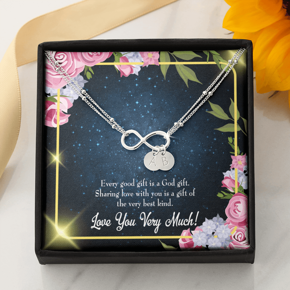 To My Wife Every Good Gift Infinity Bracelet With Initial Charms - Infinity Bracelet