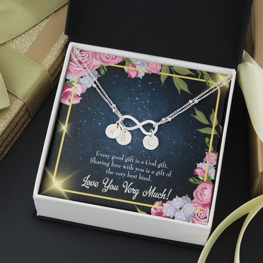To My Wife Every Good Gift Infinity Bracelet With Initial Charms - Infinity Bracelet