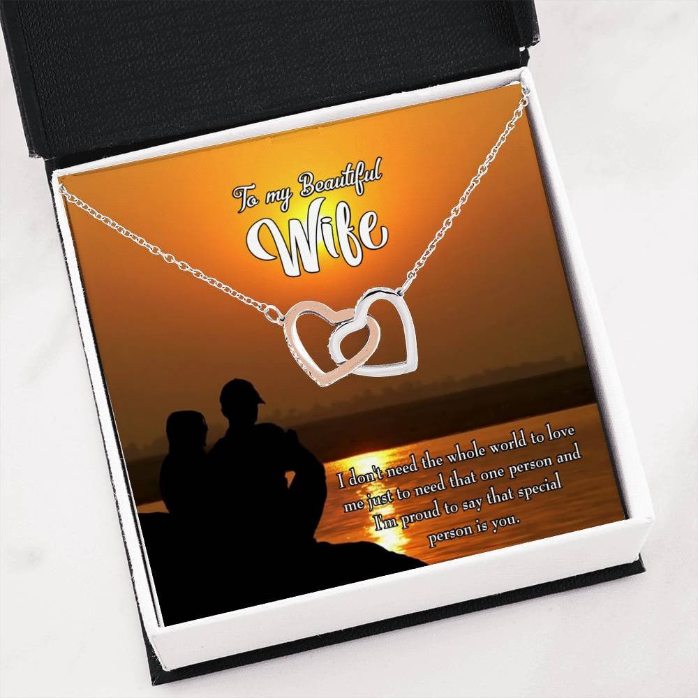Wife Gift For Wife Birthday To My Beautiful Wife Inseparable Love Pendant 18k Rose Gold Finish 16� - Interlocking Hearts Necklace