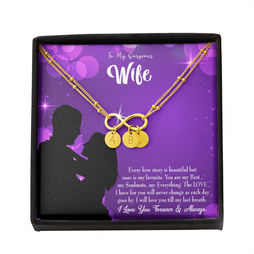 To My Wife Favorite Story Infinity Bracelet With Initial Charms - Infinity Bracelet