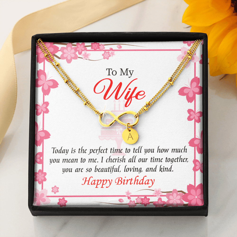 To My Wife Perfect Time Infinity Bracelet With Initial Charms - Infinity Bracelet