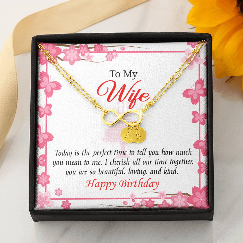 To My Wife Perfect Time Infinity Bracelet With Initial Charms - Infinity Bracelet