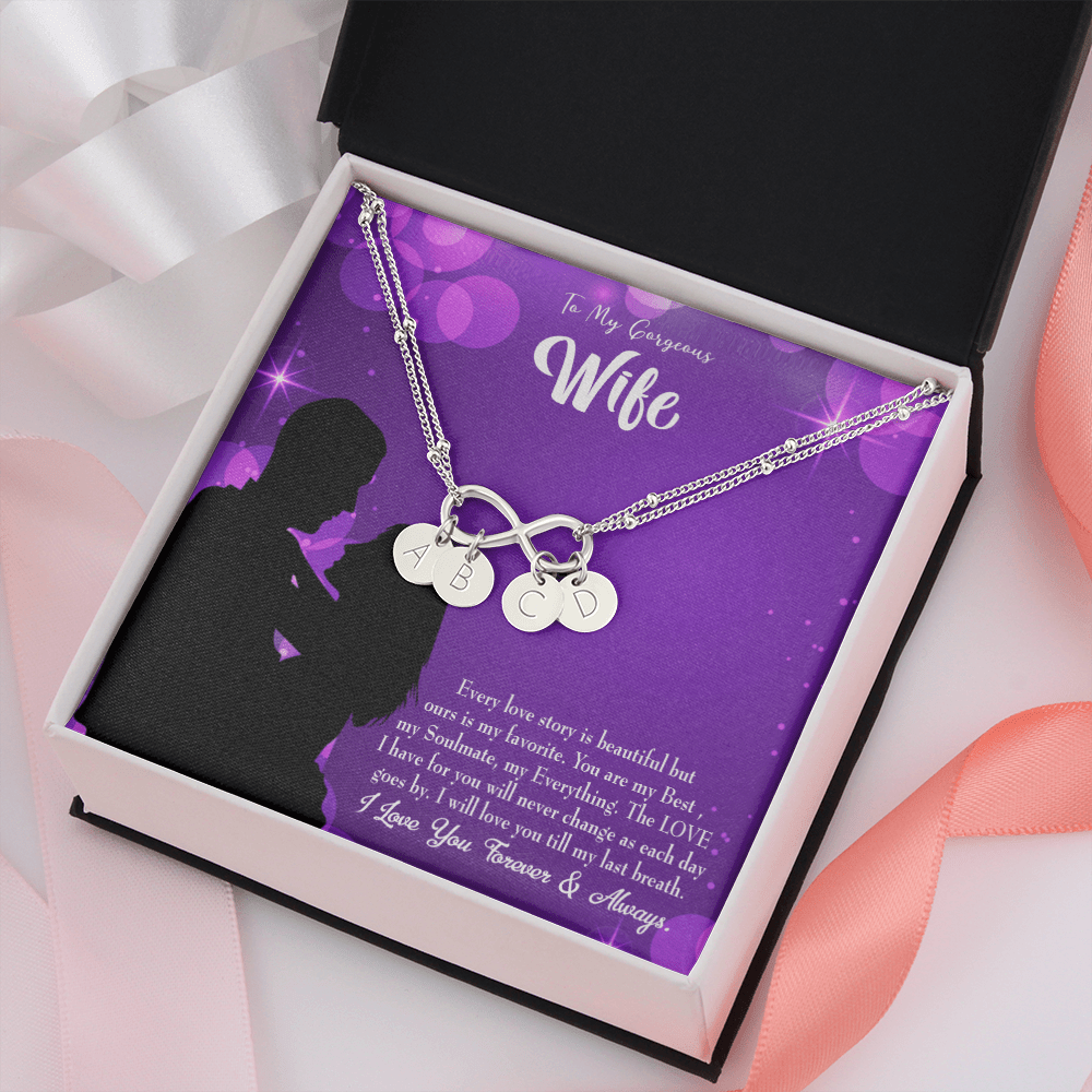To My Wife Favorite Story Infinity Bracelet With Initial Charms - Infinity Bracelet