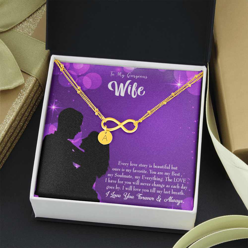 To My Wife Favorite Story Infinity Bracelet With Initial Charms - Infinity Bracelet