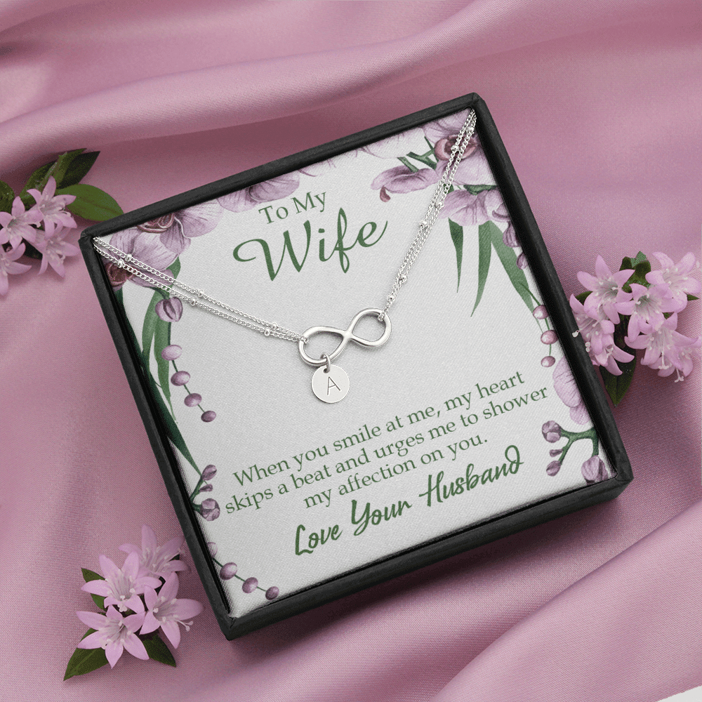 To My Wife When You Smile At Me Infinity Bracelet With Initial Charms - Infinity Bracelet