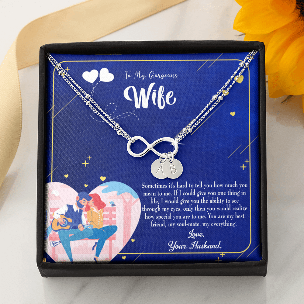 To My Wife My Soulmate My Everything Blue Infinity Bracelet With Initial Charms - Infinity Bracelet