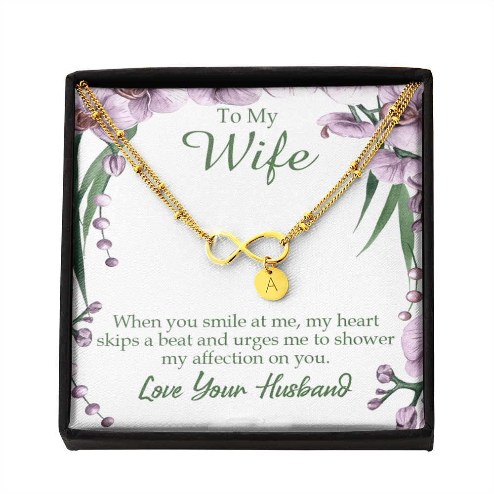 To My Wife When You Smile At Me Infinity Bracelet With Initial Charms - Infinity Bracelet