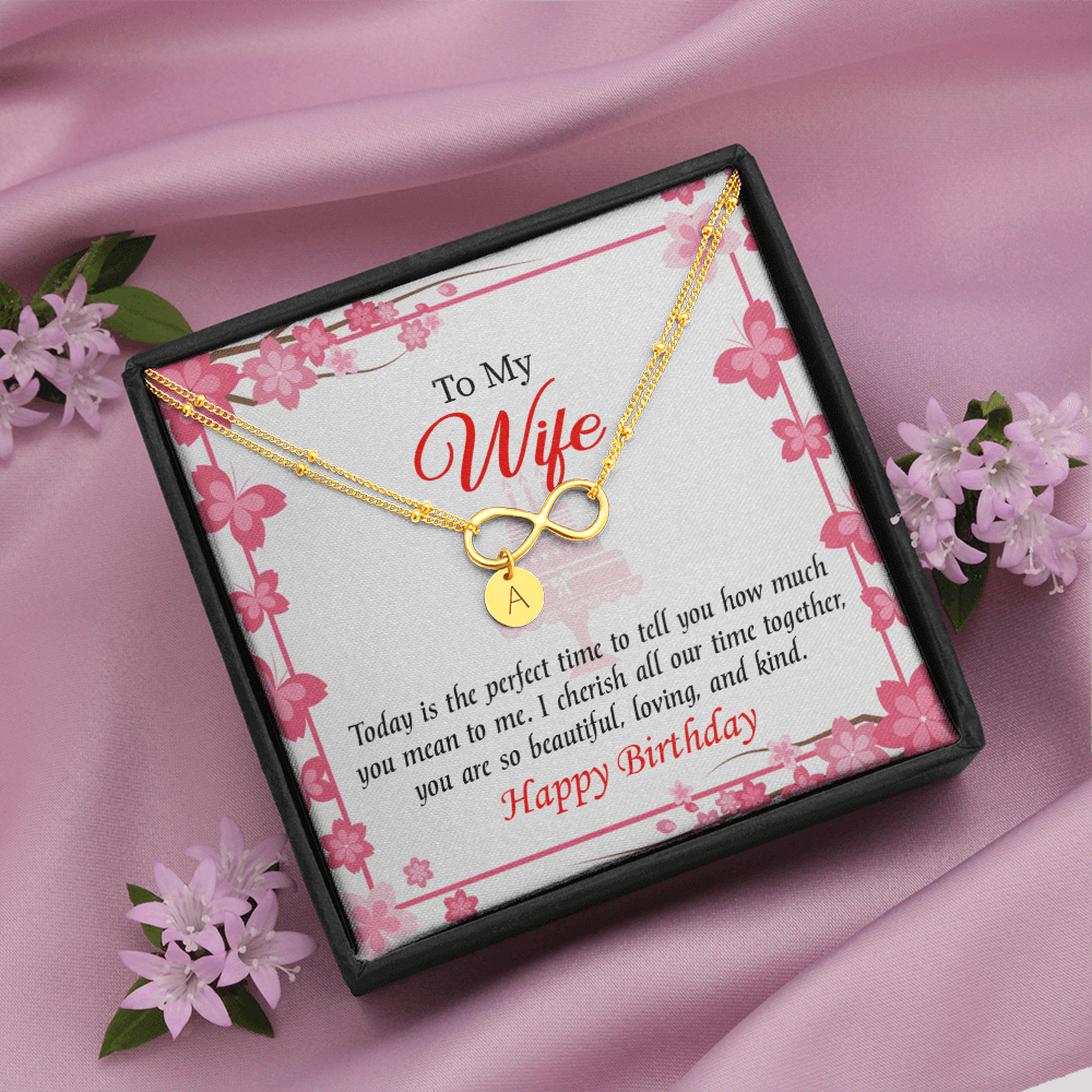 To My Wife Perfect Time Infinity Bracelet With Initial Charms - Infinity Bracelet