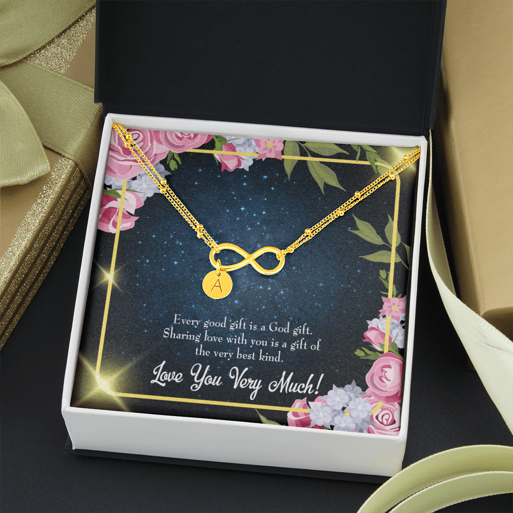 To My Wife Every Good Gift Infinity Bracelet With Initial Charms - Infinity Bracelet