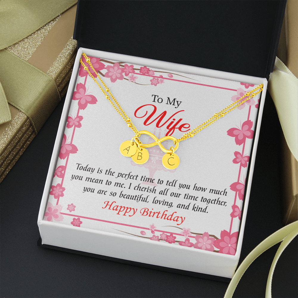 To My Wife Perfect Time Infinity Bracelet With Initial Charms - Infinity Bracelet
