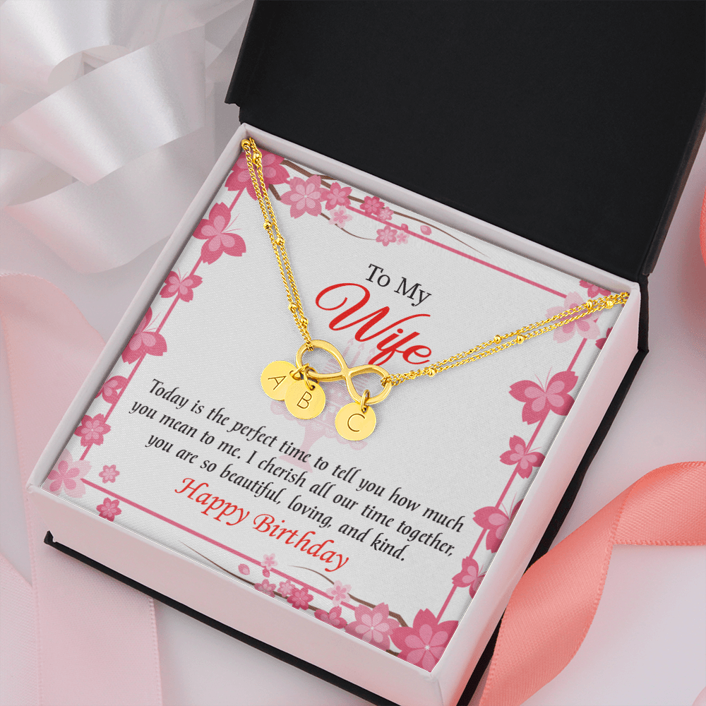 To My Wife Perfect Time Infinity Bracelet With Initial Charms - Infinity Bracelet