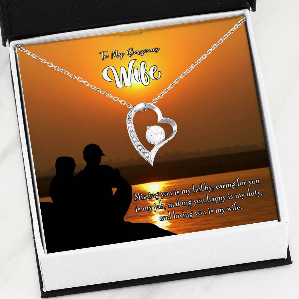 Gift For Wife Missing You Forever Love NecklaceHeart Pendant Stainless Steel or 18k Gold - Forever Love Necklace Gift Idea For Woman