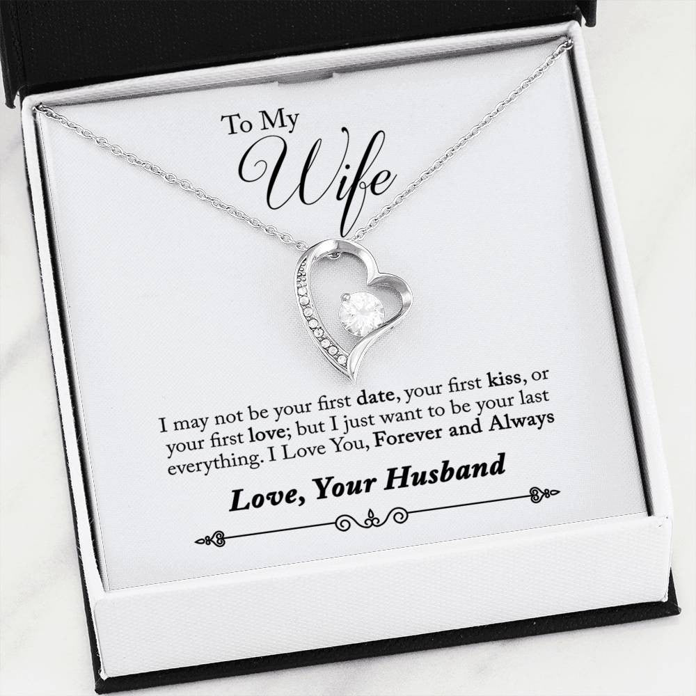 To My Wife Forever & Always Pendant 18k Gold or Stainless Steel 18" Necklace - Forever Love Necklace Gift Idea For Woman