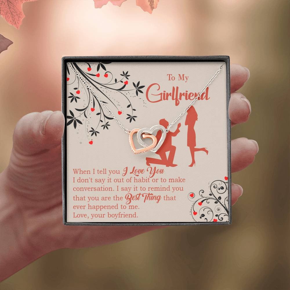 Girlfriend Necklace Message Card Out Of Habit Inseparable Love Pendant Surgical Steel Girlfriend Birthday Card Romantic - Interlocking Hearts Necklace