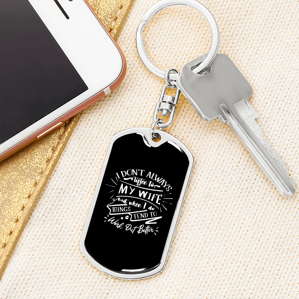 To My Wife Work Out Better Keychain Stainless Steel or 18k Gold Dog Tag Keyring - Dog Tag with Swivel Keychain