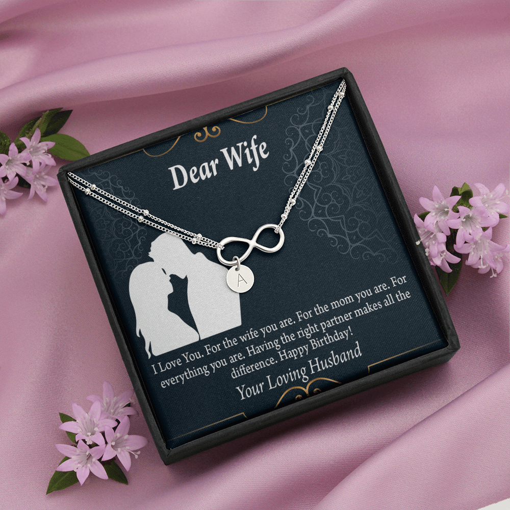 To My Wife Happy Birthday Dear Infinity Bracelet With Initial Charms - Infinity Bracelet