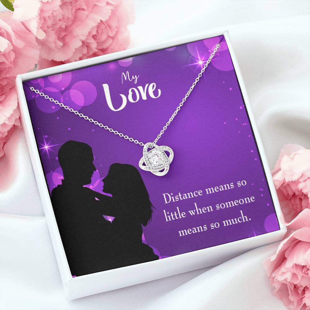 To My Wife Distance Means So Little Wife Infinity Knot Necklace Keepsake Message Card Stainless Steel Cz Pendant - Luxury Love Knot Necklace Meanful Gift Idea For Her/Him