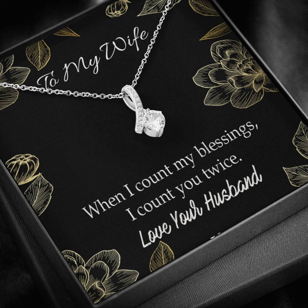 To My Wife Blessings Eternity Ribbon Stone Necklace Jewelry Gift Stainless Steel - Alluring Beauty Necklace Gift For Her