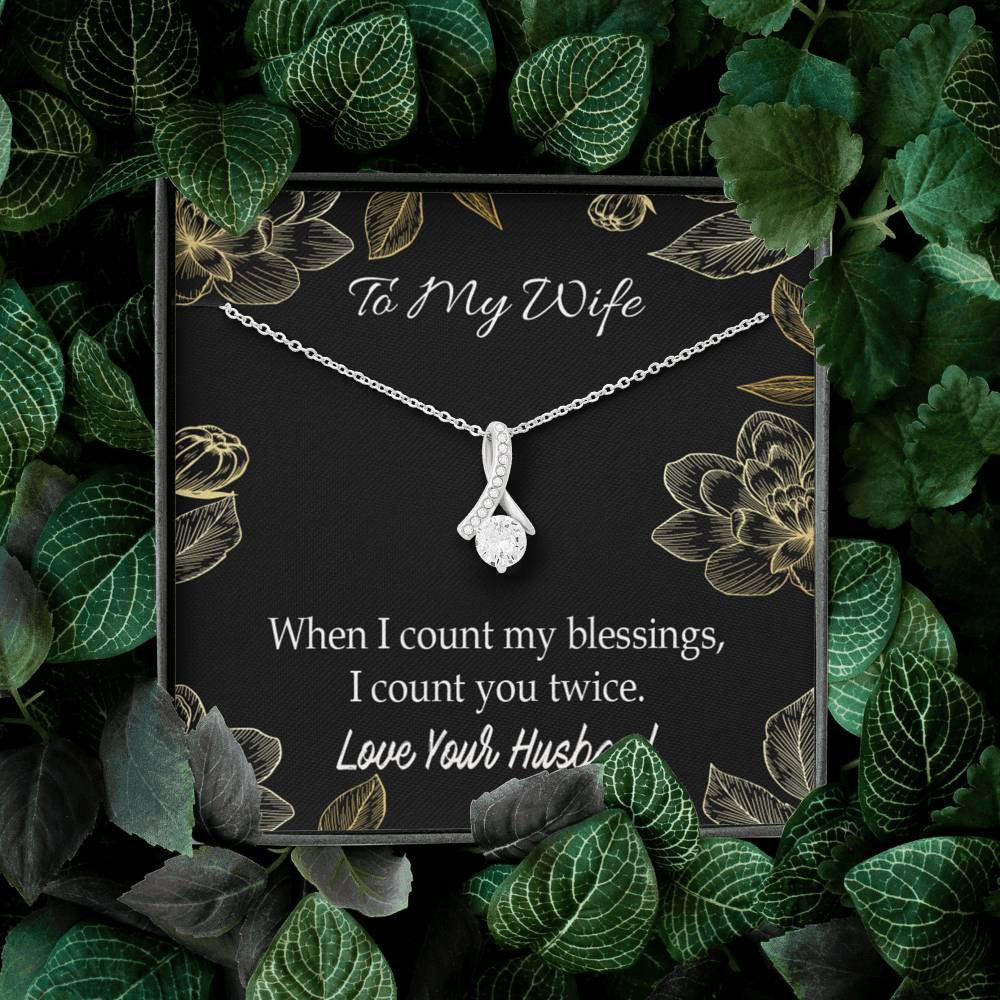 To My Wife Blessings Eternity Ribbon Stone Necklace Jewelry Gift Stainless Steel - Alluring Beauty Necklace Gift For Her