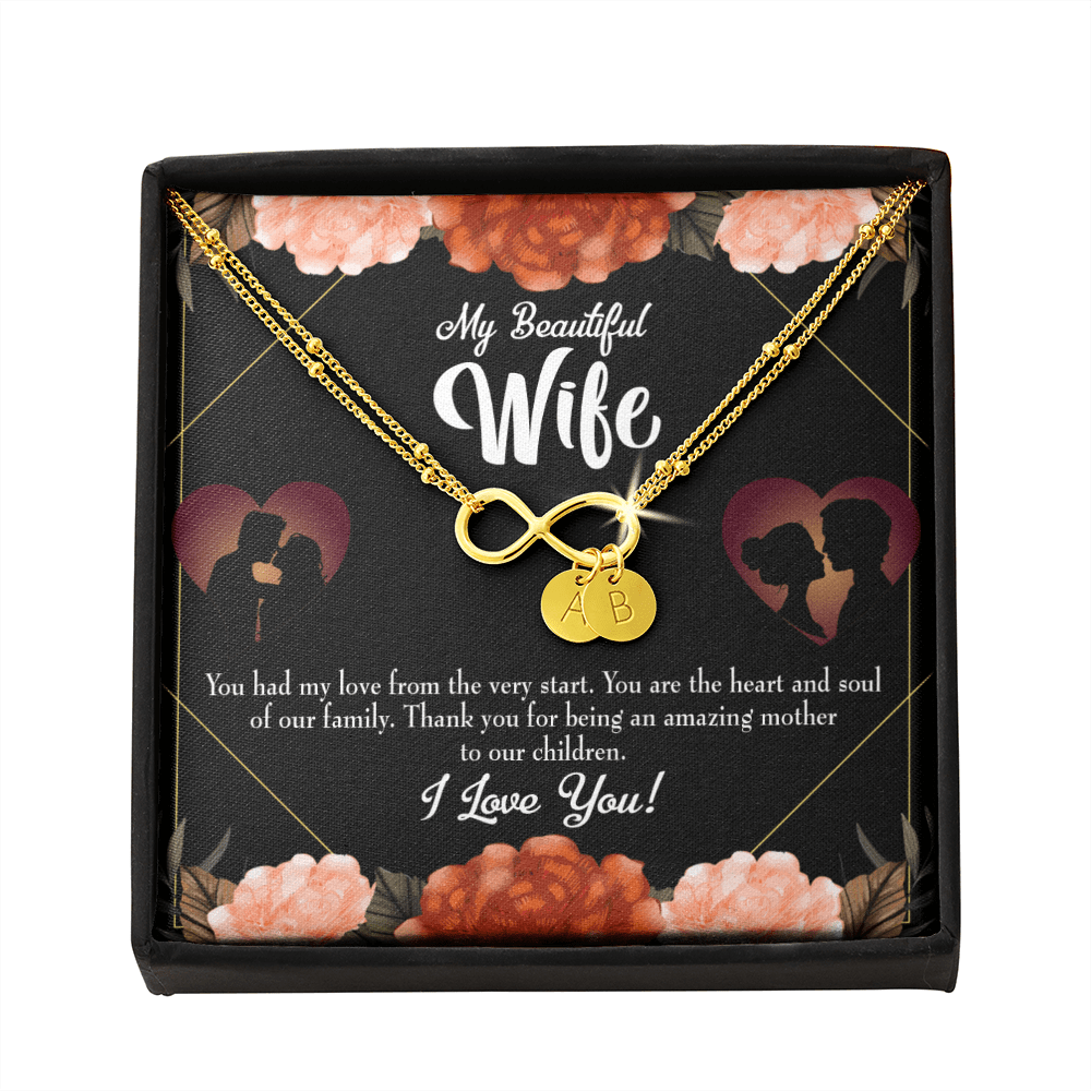 To My Wife Heart And Soul Infinity Bracelet With Initial Charms - Infinity Bracelet