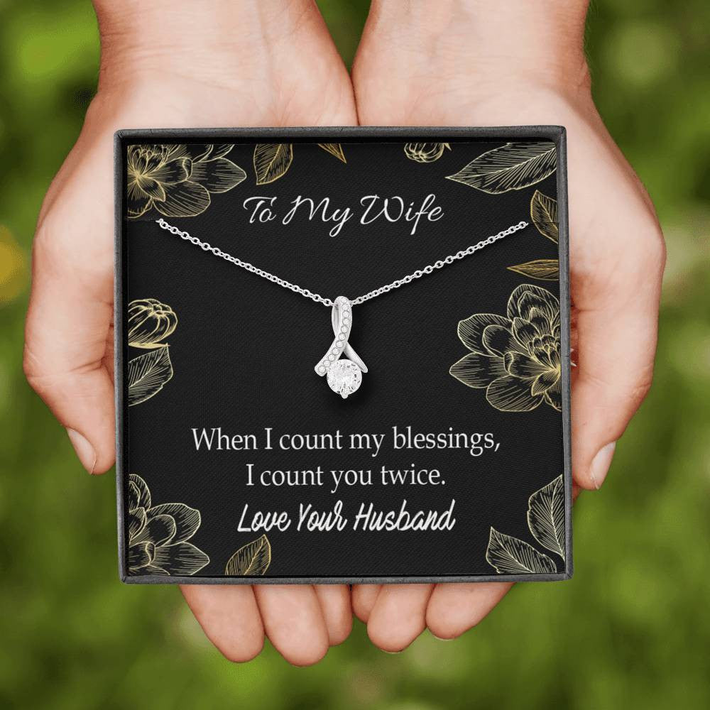To My Wife Blessings Eternity Ribbon Stone Necklace Jewelry Gift Stainless Steel - Alluring Beauty Necklace Gift For Her